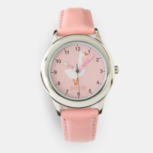 Mädchen Niedlich Pink Farm Gänse Kinder Armbanduhr