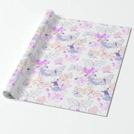 Mädchen Niedlich Pink Lila Butterfly Kinder Geschenkpapier