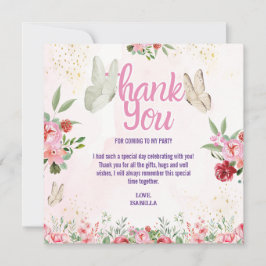 Mädchen Niedlich Pink Lila Butterfly Kindergeburts Dankeskarte