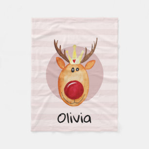 Mädchen Niedlich Pink Rudolph Rudolf Weihnachtski Fleecedecke