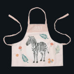 Mädchen Niedlich Pink Safari Zebra und Blume Schürze<br><div class="desc">Diese niedliche und moderne Schürze verfügt über eine Safari Zebra, mit Aquarellfarben-Blume und Botanicals, und kann mit Ihrem Mädchennamen personalisiert werden. Das perfekte Dschungelgeschenk für Kleinkind oder Kind!</div>