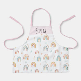 Mädchen Niedlich Pink Watercolor Boho Regenbogenmu Schürze
