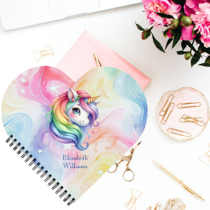 Mädchen Niedlich Rainbow Unicorn Individuelle Name Notizbuch