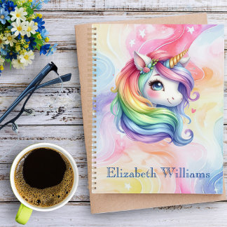 Mädchen Niedlich Rainbow Unicorn Individuelle Name Planer