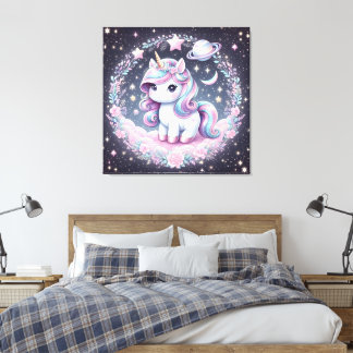 Mädchen Niedlich Rainbow Unicorn Leinwanddruck