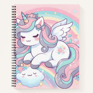 Mädchen Niedlich Rainbow Unicorn Notizbuch