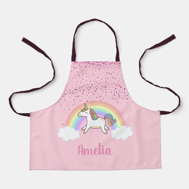 Mädchen Niedlich Rosa Einhorn Regenbogen Personali Schürze (Vorderseite)