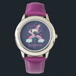 Mädchen Niedlich Rosa Lila Rainbow Unicorn Armbanduhr<br><div class="desc">Eine niedliche personalisierte Mädchen rosa und lila Regenbogen einhornen Uhr. Personalisieren Sie es für Ihr kleines Mädchen. Gut für die Rückkehr zur Schule. Entworfen für Sie von BlackBerry Boulevard.</div>