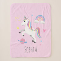 Mädchen Niedlich rosa Regenbogen Einhorn & Name Ki