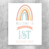 Mädchen Niedlich Rosa Regenbogen Erster Geburtstag