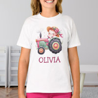 Mädchen Niedlich rosa Traktor Personalisiert