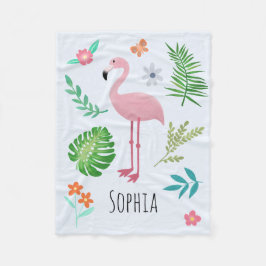 Mädchen Niedlich rosa Tropisches Flamingo & Blume  Fleecedecke