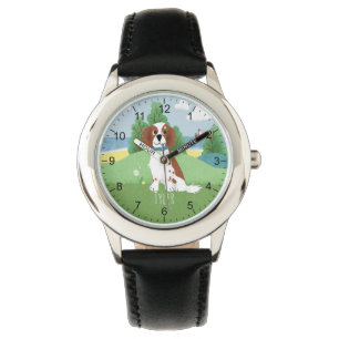 Mädchen Niedlich Springer Spaniel Hund mit Name K Armbanduhr