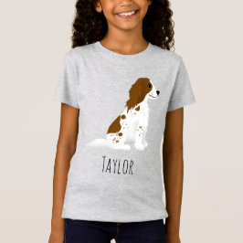 Mädchen Niedlich Springer Spaniel Hund & Name Kind T-Shirt