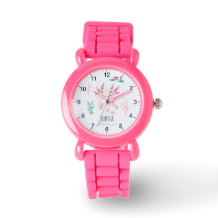 Mädchen Niedlich und schwindlig rosa Axolotl Kinde Armbanduhr