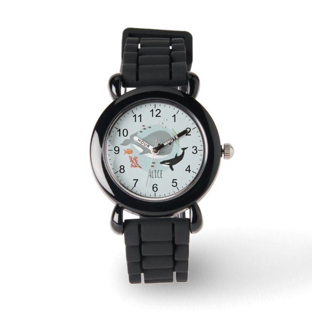 Mädchen Niedlich und trendy Ocean Whale und Orca Armbanduhr (Vorderseite)