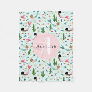 Mädchen Niedlich Whimsical Magical Meerjungfrau Ki Fleecedecke