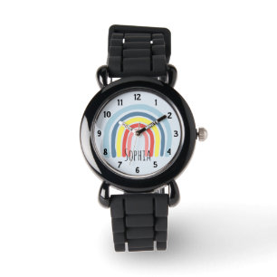 Mädchen Niedlich Whimsical Rainbow Cartoon und Na Armbanduhr