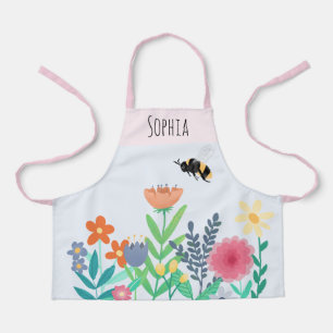 Mädchen Niedliche Biene und Blume mit Namen Kinde Schürze