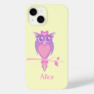 Mädchen niedliche Eule lila gelber Name Case-Mate iPhone Hülle