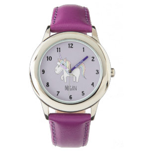 Mädchen Niedliche Lila Magische Einhorn und Namen Armbanduhr