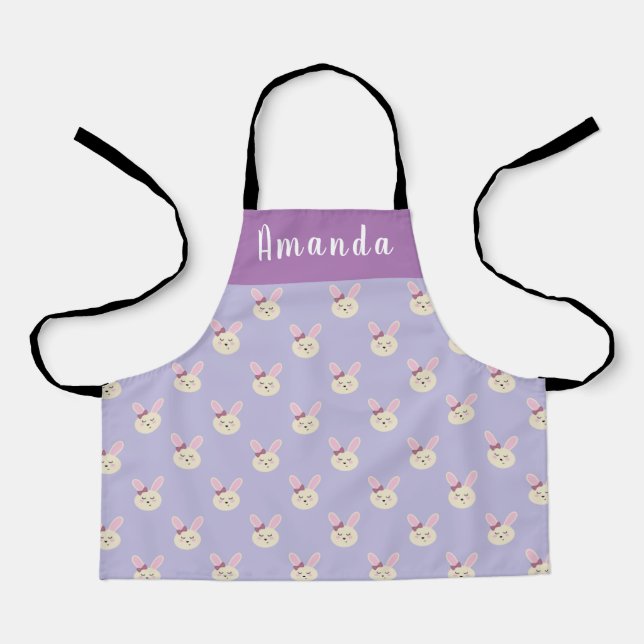 Mädchen Niedliche Lila Pastel Bunny Individuelle N Schürze (Vorderseite)