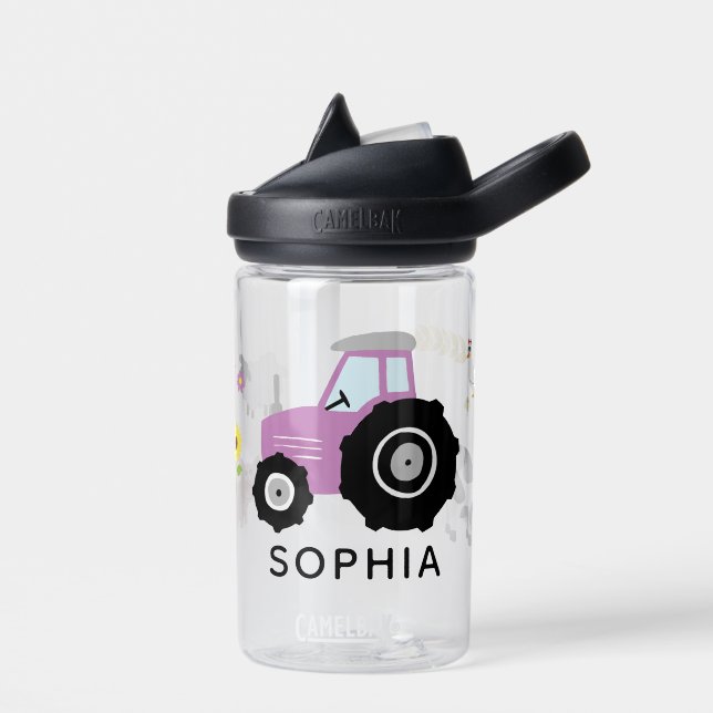 Mädchen Niedliche Lila Traktor Kinderschule Trinkflasche (Links)