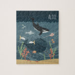 Mädchen Niedliche Nacht Meer & Whimsical Orca Kind<br><div class="desc">Dieses niedliche und skurrile Kinderpuzzle-Design enthält eine Darstellung des Cartoon einer Meereskreatur in der Nacht,  mit Schwertfisch,  Krabben,  Killerwal (Orca),  Fisch und Algen,  und hat Platz für Sie,  Ihren Mädchennamen in einem handgeschriebenen Schriftart hinzuzufügen. Das perfekte Geschenk zum Thema Meer für jeden Ozean.</div>