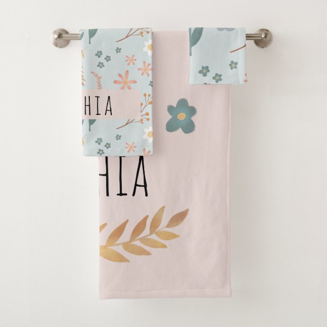 Mädchen Niedliche Pastel florales botanisches Must Badhandtuch Set (Insitu)