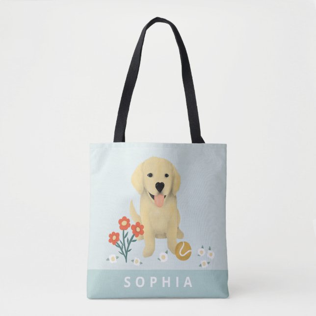 Mädchen Niedliche Welpen Hund Blumenkids Totbeutel Tasche (Vorderseite)