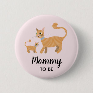 Mädchen Niedlichen Katzenjunge Cartoon Mama to Be Button