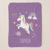 Mädchen Niedlichen Lila Regenbogen Unicorn & Name