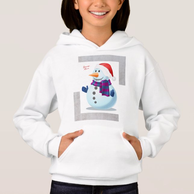 Mädchen - Niedlicher Schneemann Hoodie (Vorderseite)