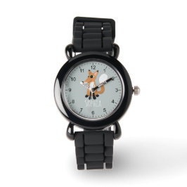 Mädchen Niedlicher Waldwald Fox und Name Kinder Armbanduhr