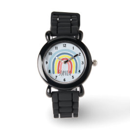 Mädchen Niedlicher Whimsical Rainbow Cartoon und N Armbanduhr