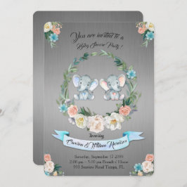 Mädchen oder Junge Babydusche, Silbermetall, niedl Einladung