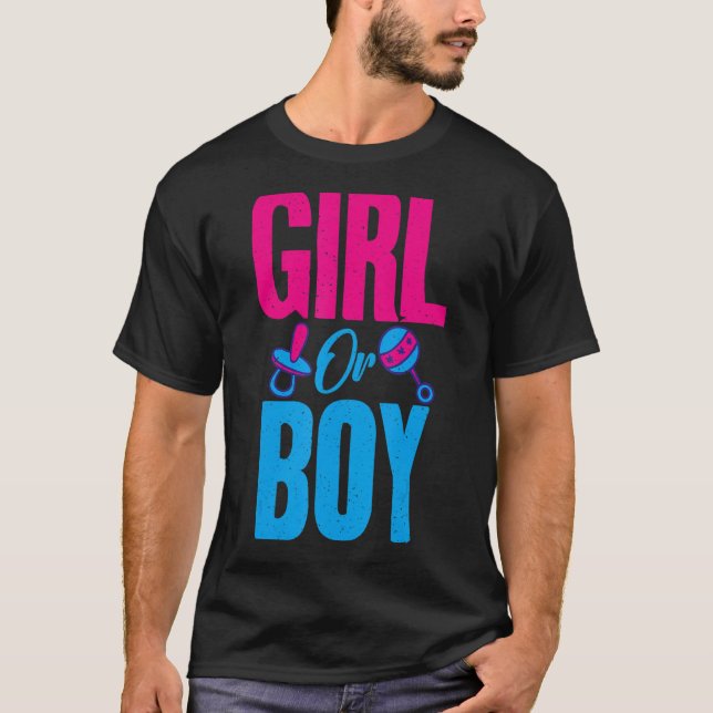 Mädchen oder Junge bald Eltern von rosa oder blaue T-Shirt (Vorderseite)