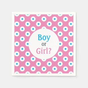 Mädchen oder Junge? Blue on Pink Polka-Dot Gender  Serviette