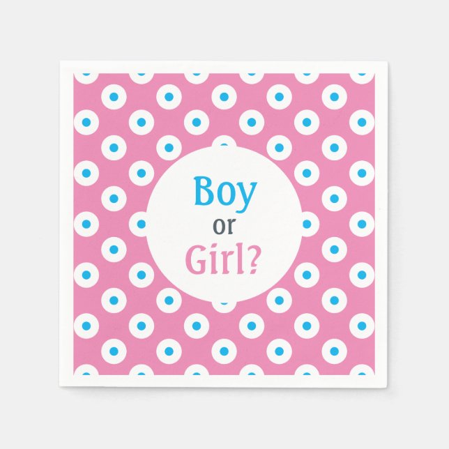 Mädchen oder Junge? Blue on Pink Polka-Dot Gender  Serviette (Vorderseite)