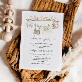 Mädchen oder Junge | Mute Boho Gender Reveal Baby Einladung