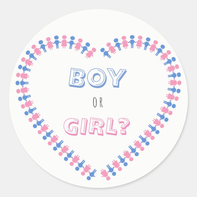 Mädchen oder Junge? Pink und Blue Baby Gender Reve Runder Aufkleber (Vorderseite)