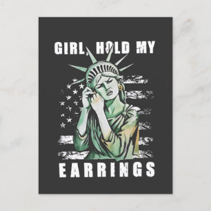 Mädchen, Ohrringe, Liberalstatus Amerikaner Ankündigungspostkarte