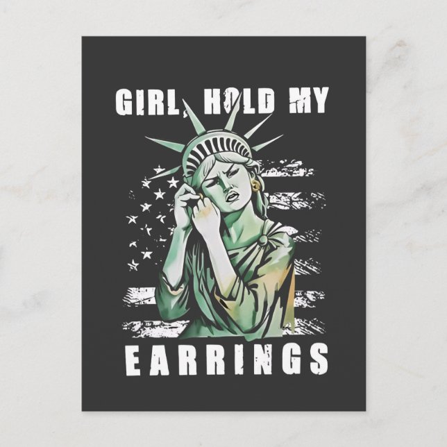 Mädchen, Ohrringe, Liberalstatus Amerikaner Feiertagspostkarte (Vorderseite)
