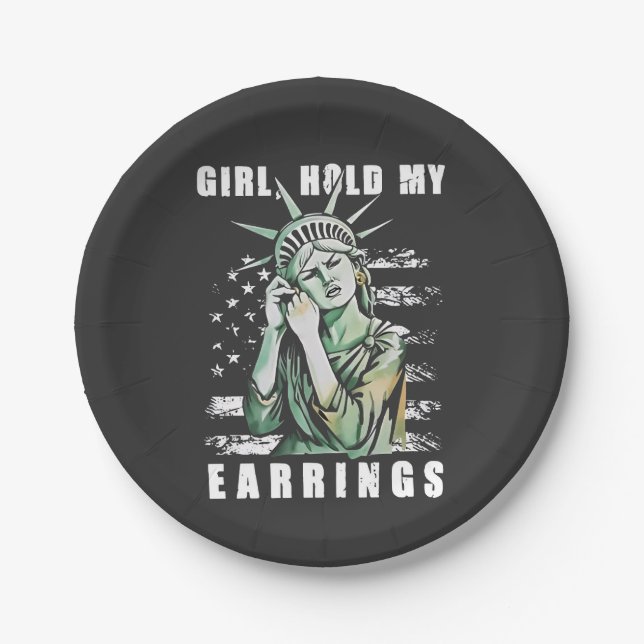 Mädchen, Ohrringe, Liberalstatus Amerikaner Pappteller (Vorderseite)