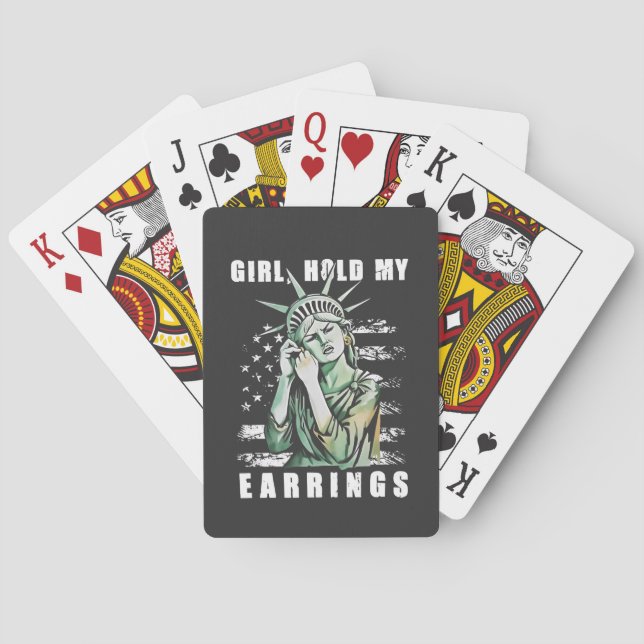 Mädchen, Ohrringe, Liberalstatus Amerikaner Spielkarten (Rückseite)