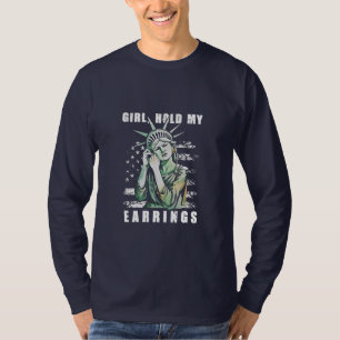 Mädchen, Ohrringe, Liberalstatus Amerikaner T-Shirt