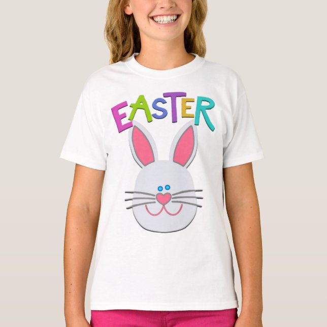 Mädchen-Osterhasen-gekräuselter T - Shirt (Vorderseite)