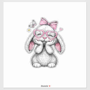 Mädchen Ostern Süße Hase Gesicht Rosa Ostern Kinde Aufkleber