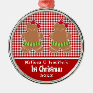 Mädchen paart erste Verzierung des Babys Ornament Aus Metall