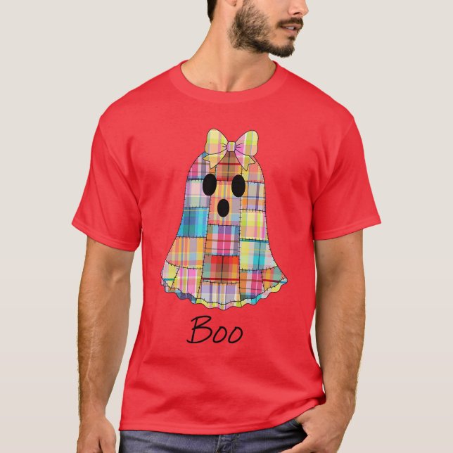 Mädchen Patchwork Geist Bunte Halloween Madras Pl T-Shirt (Vorderseite)